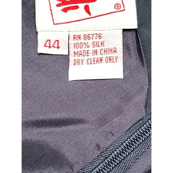 Mondi 44 Navy Blue Silk Sleeveless Maxi Dress Vintage 90s Formal Gown Slit Back - Picture 8 of 9